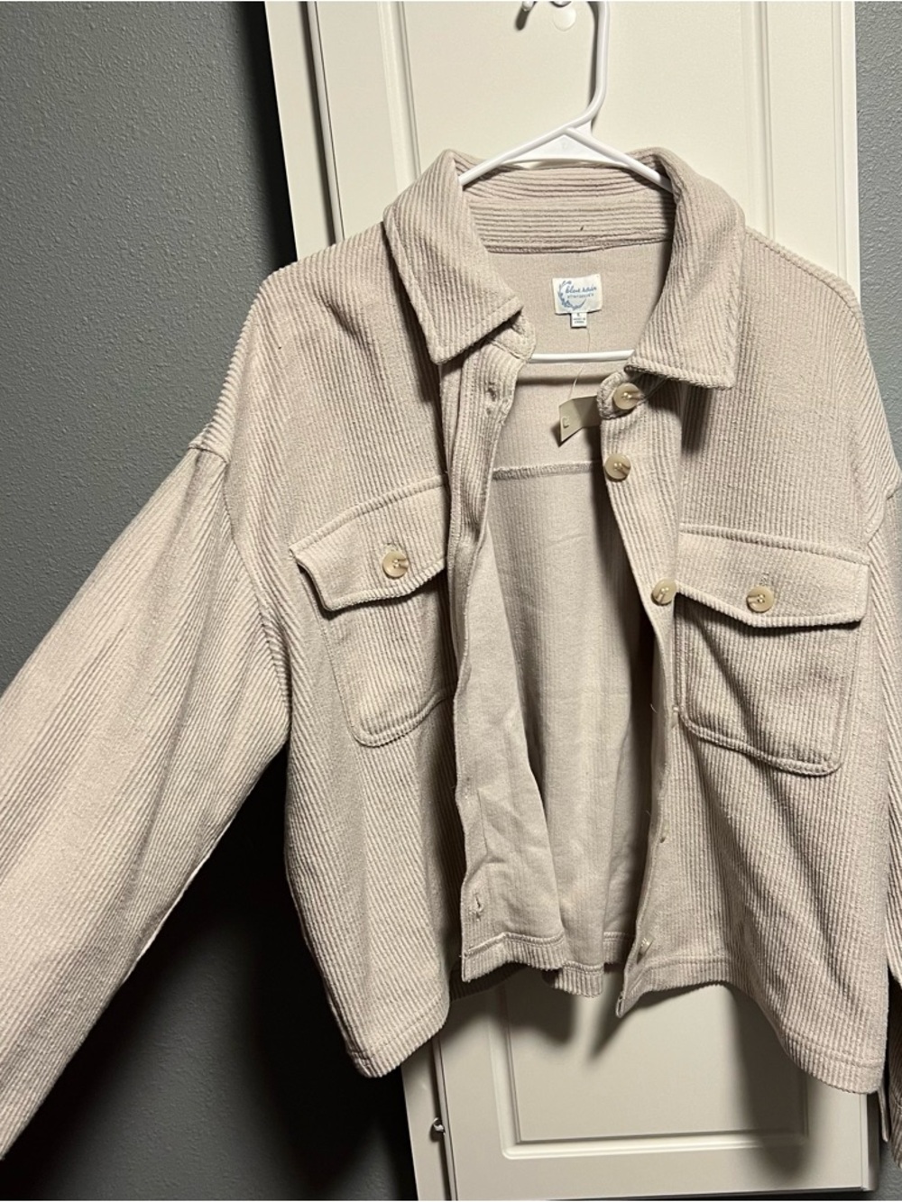 Francesca's Collections Cream Corduroy Shacket